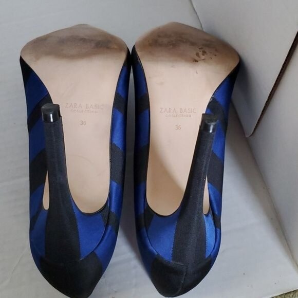 Zara Basic Stilettos Heels Pumps Shoes Pointed Toe Blue Black Women's WOMANS 5.5 - Picture 12 of 14